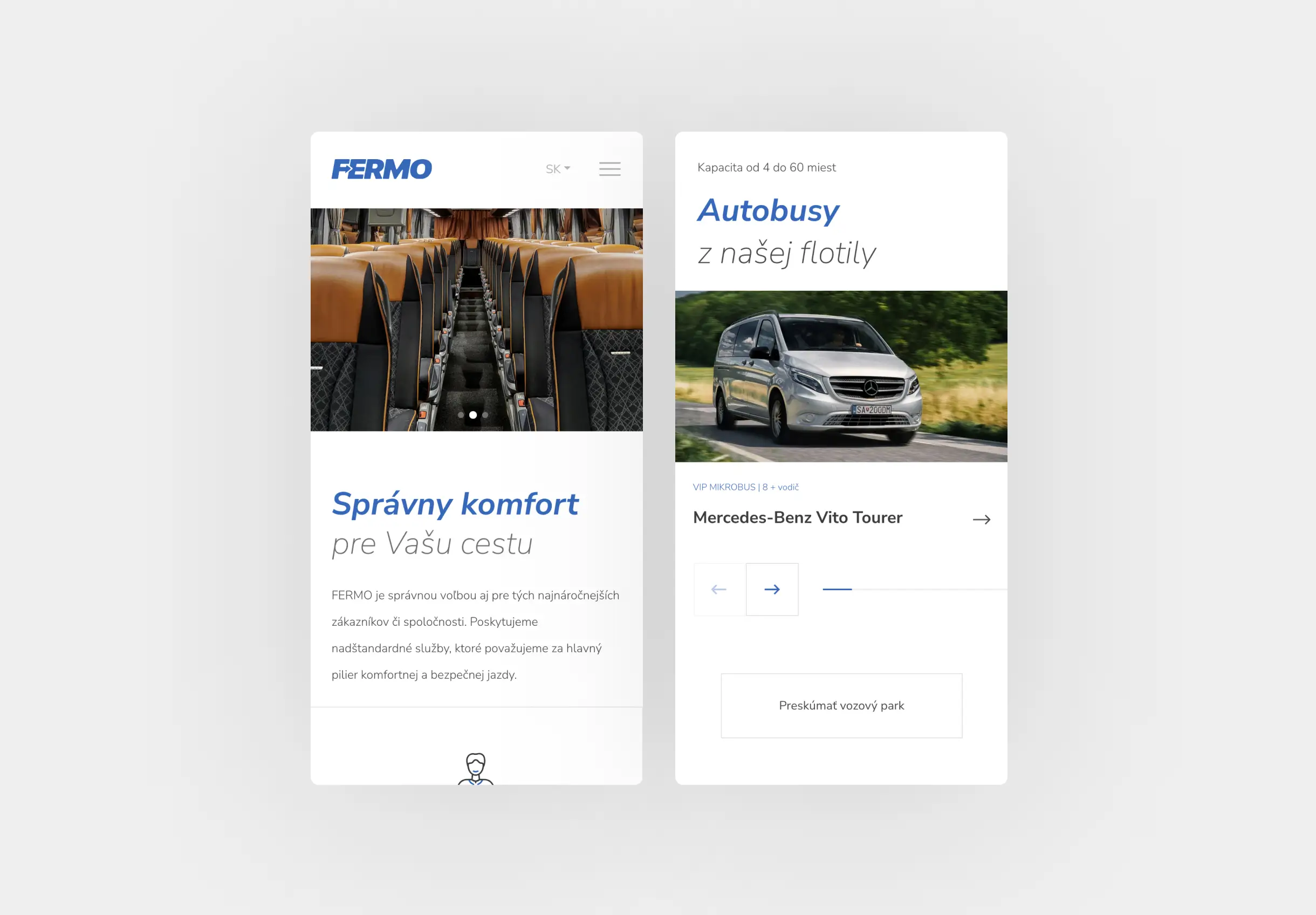 Fermo mobile website mockup.