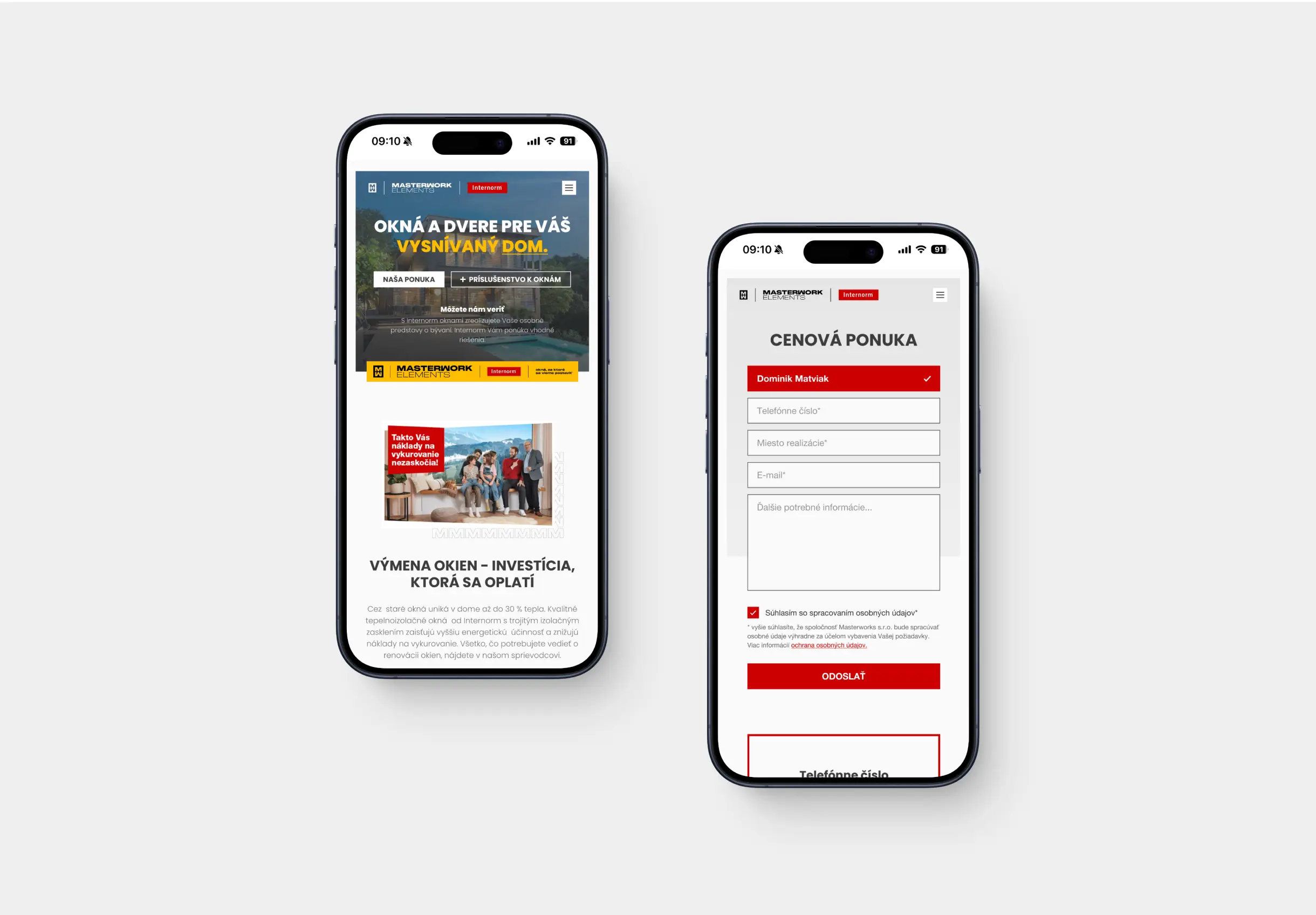 Masterwork mobile website mockup.