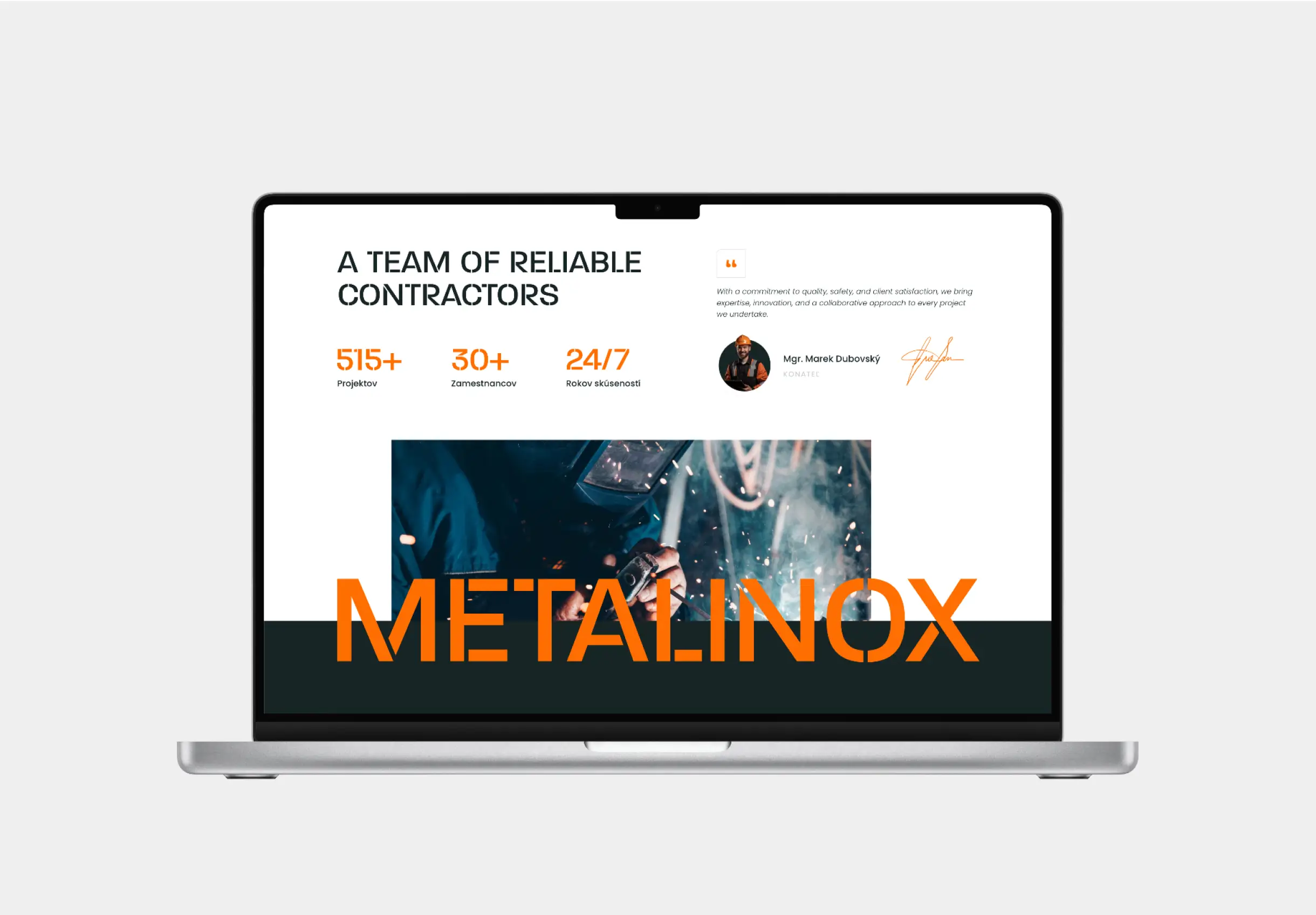 Metalinox website mockup.