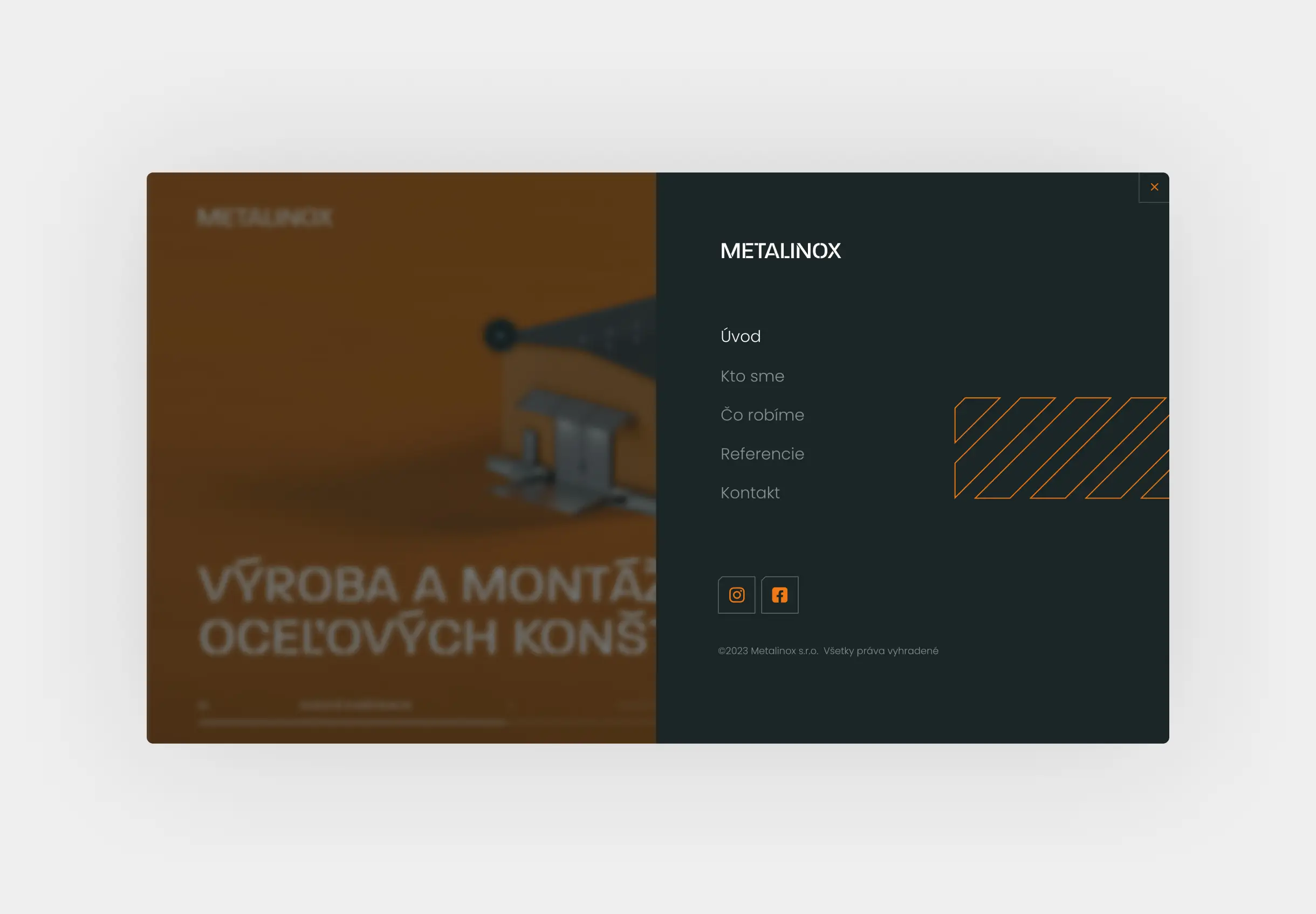 Metalinox website mockup.