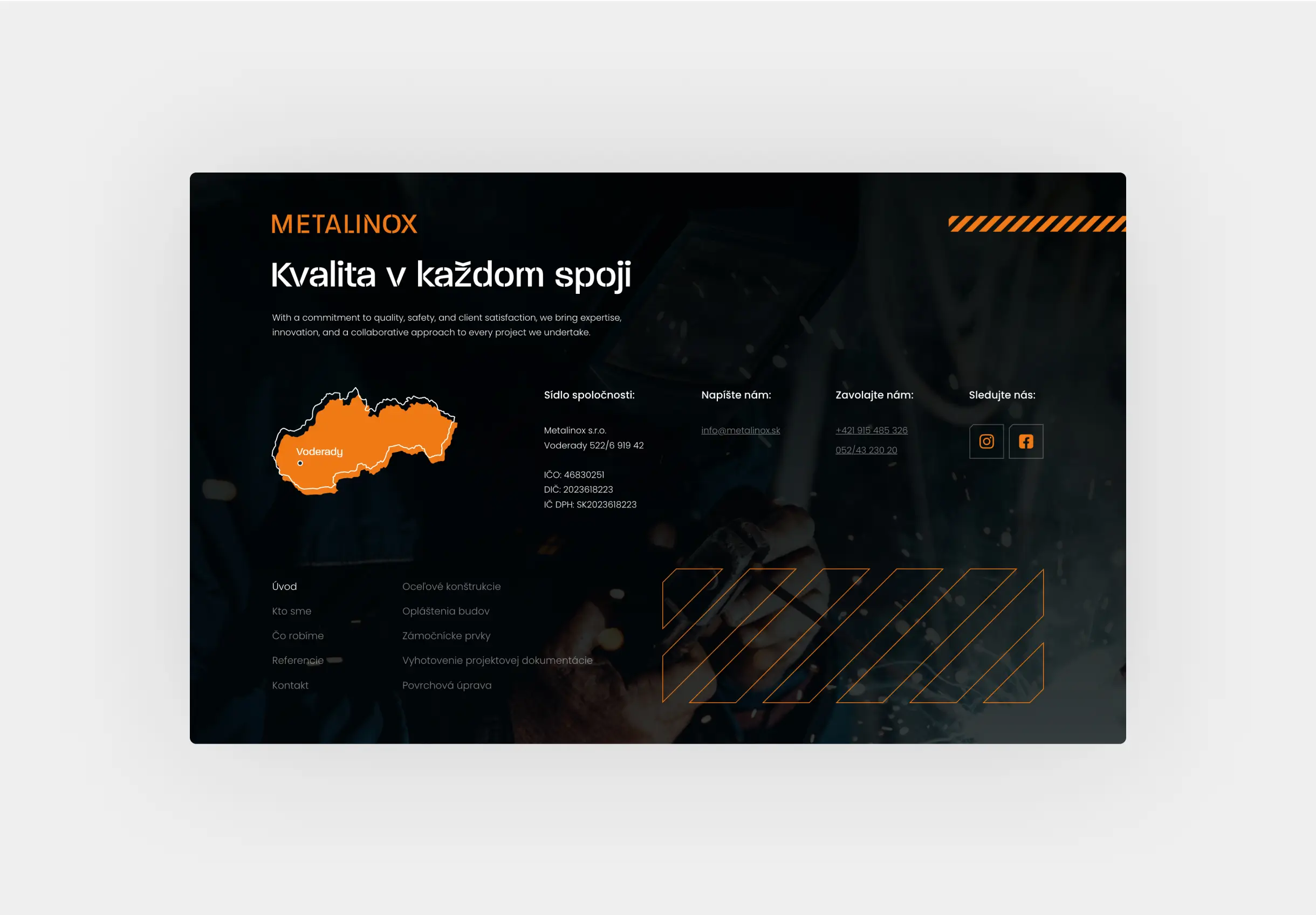 Metalinox website mockup.