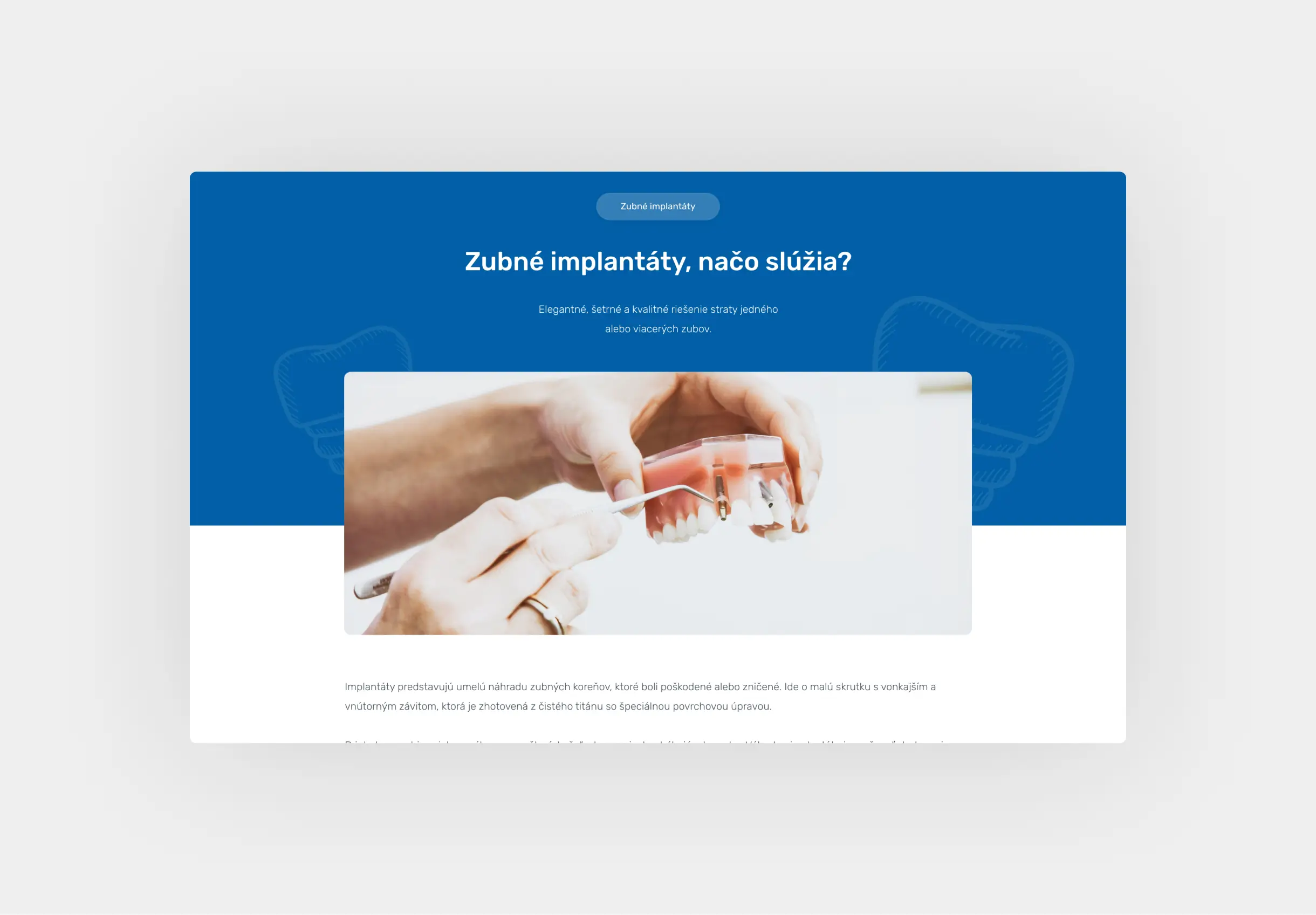 Blog page of a dental clinic website.