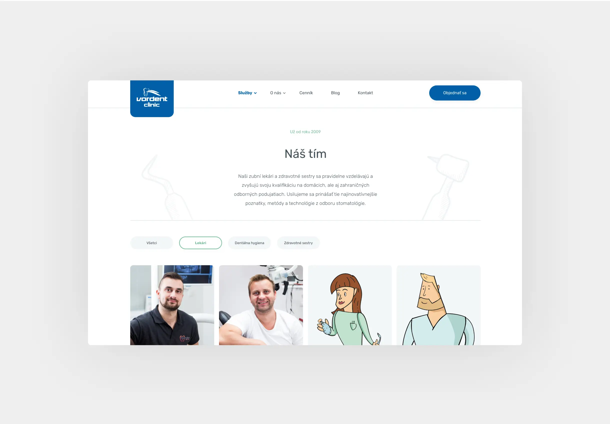 Vordent clinic website mockup.